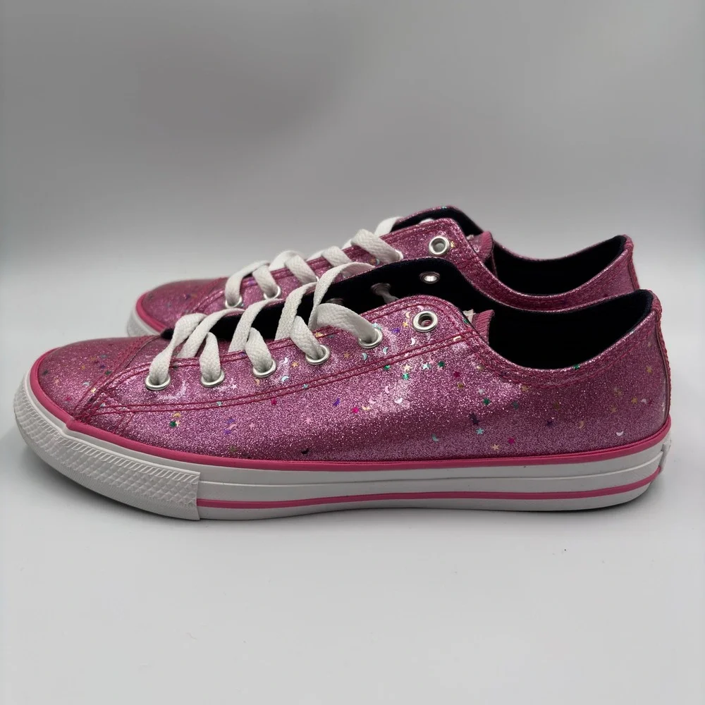 Converse Size 6 All Star Pink Glitter Star Confetti Junior Shoes 665108C